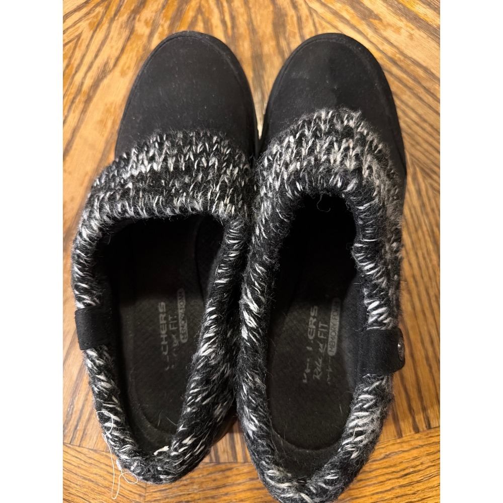 Skechers Relaxed Fit Memory Foam Black Sweater Knit Slip On Shoe 167263 Women 10